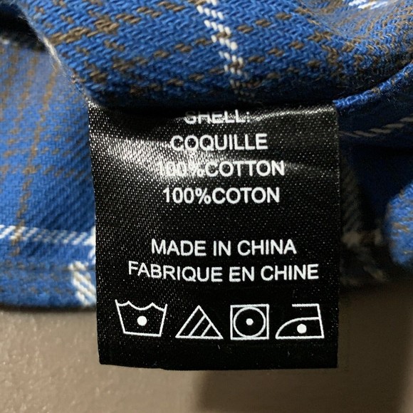 Cavi Mens Flannel Plaid Overshirt Size M Roll Tab Blue Brown Pockets Windowpane - Picture 11 of 12